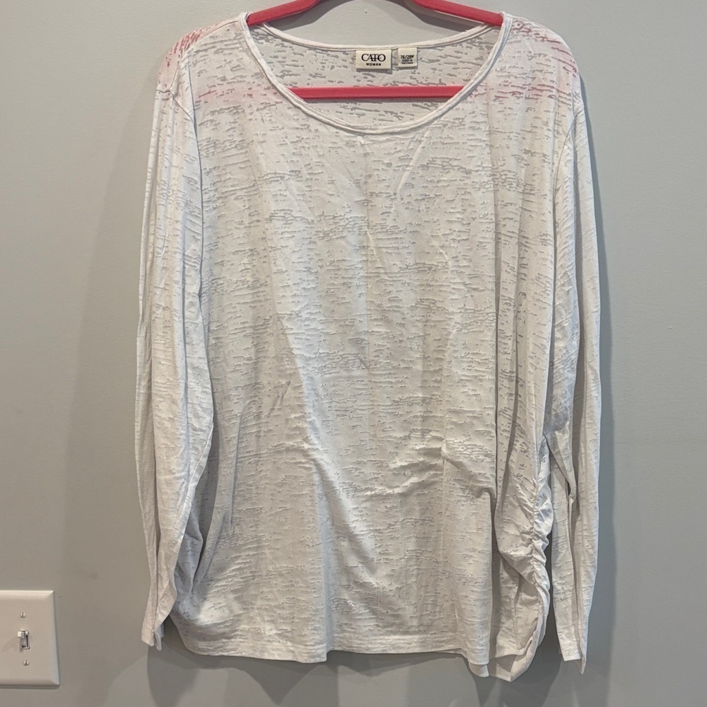 Cato Light Gray Textured Long Sleeve Top